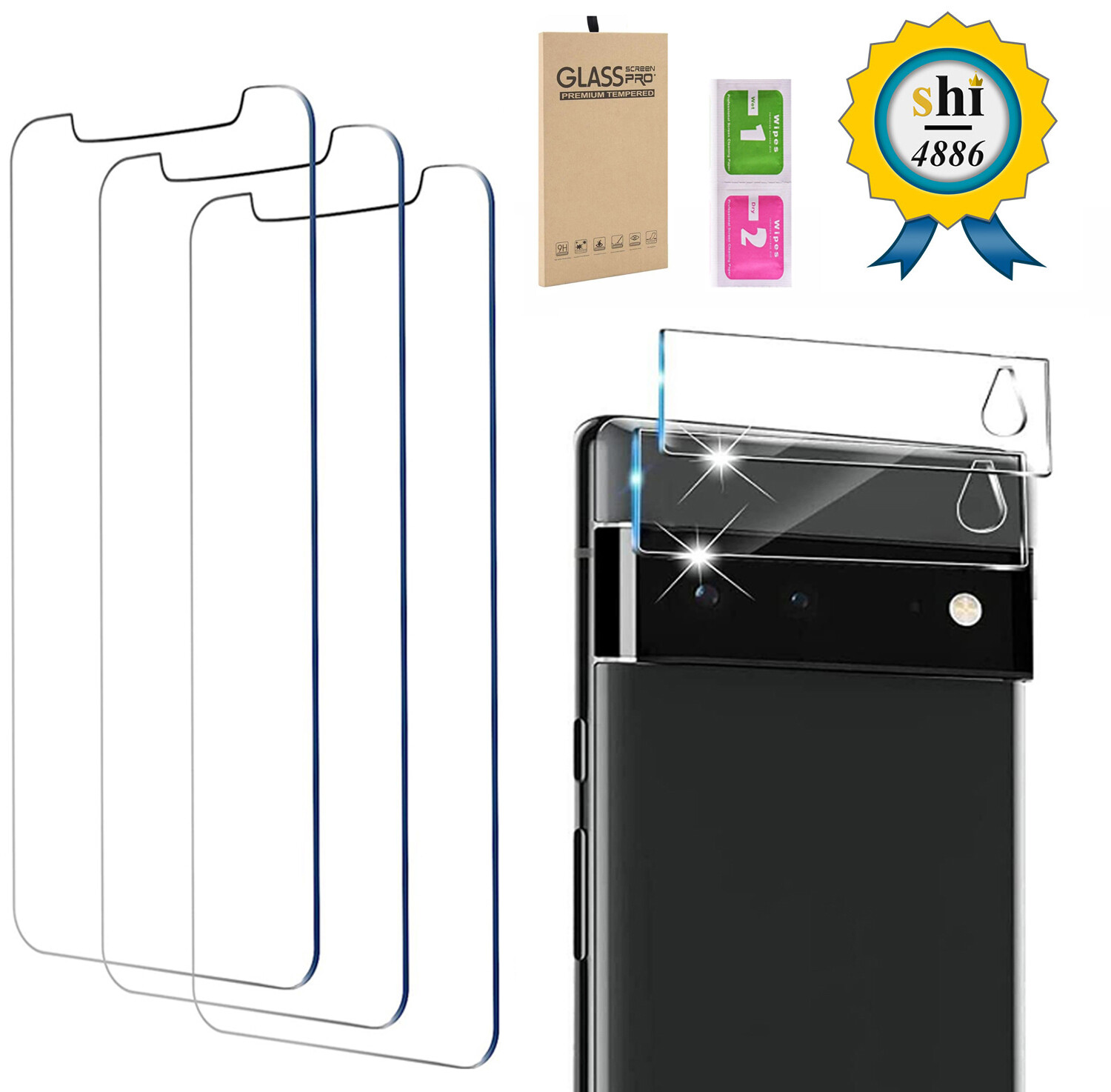 2Pack For Google Pixel 6 Tempered Glass Screen Protector + Camera Lens Protector