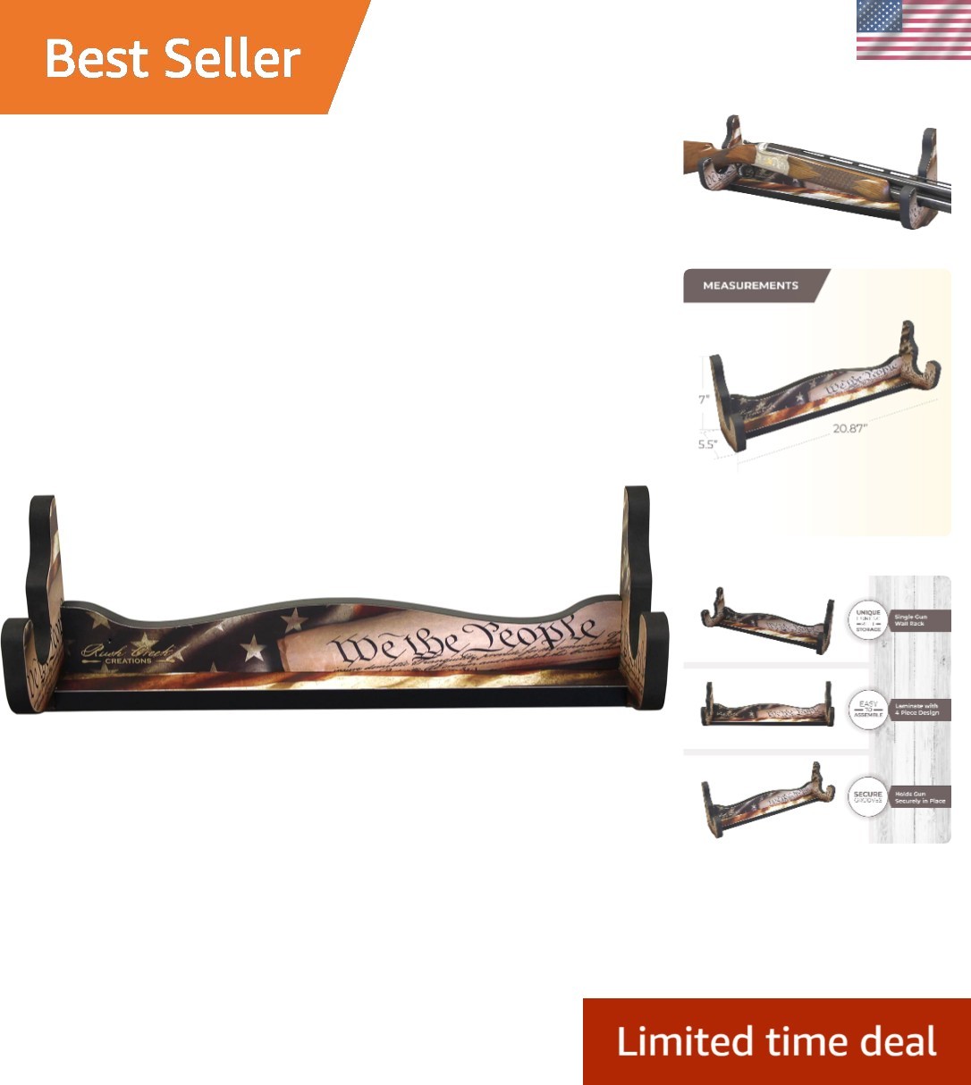 Indoor 1-Gun Rack - Americana Style in Red, White, Blue