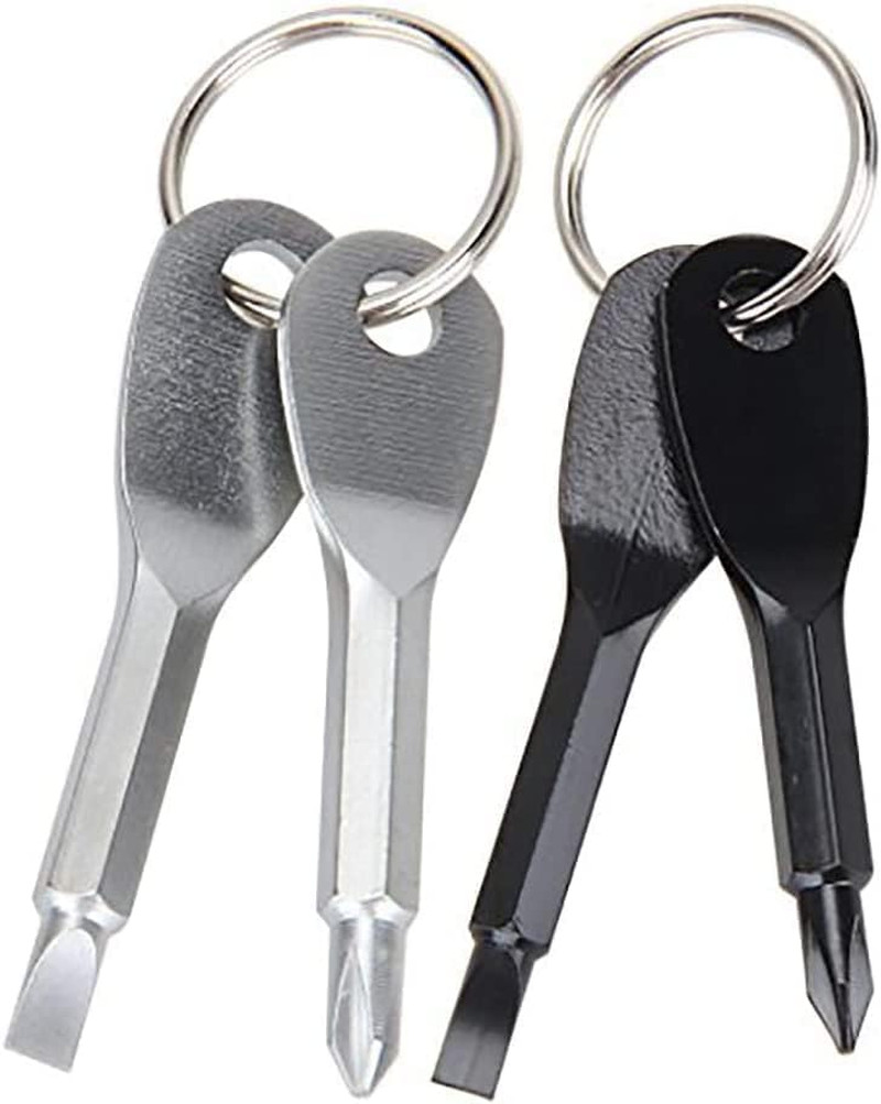 4PCS Mini Pocket Screwdriver Set Keychain Outdoor Tool Kit Stainless Steel Black