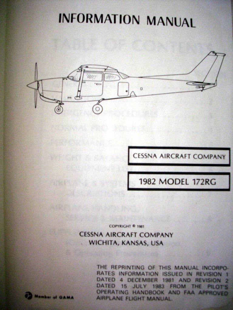 1982 Cessna 172RG Pilot's Information Manual