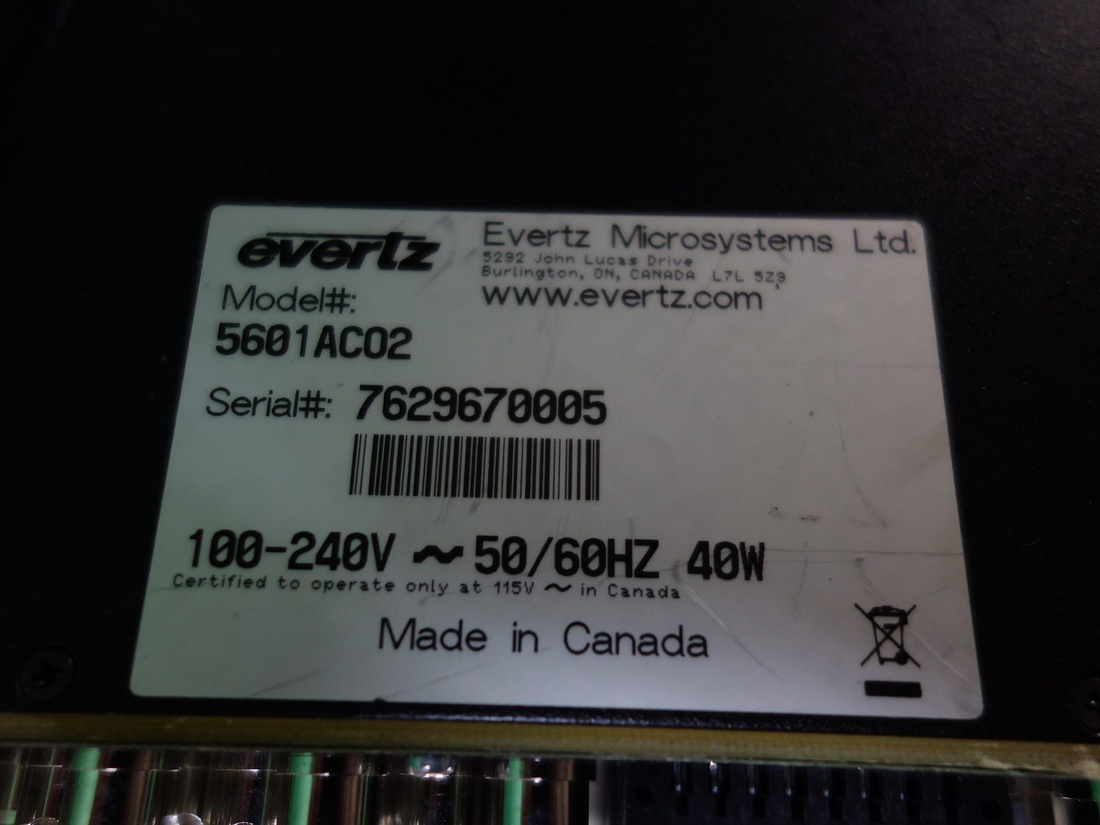 Evertz 5601ACO2 Automatic Changeover for 5601MSC Master Clock/Sync Generator