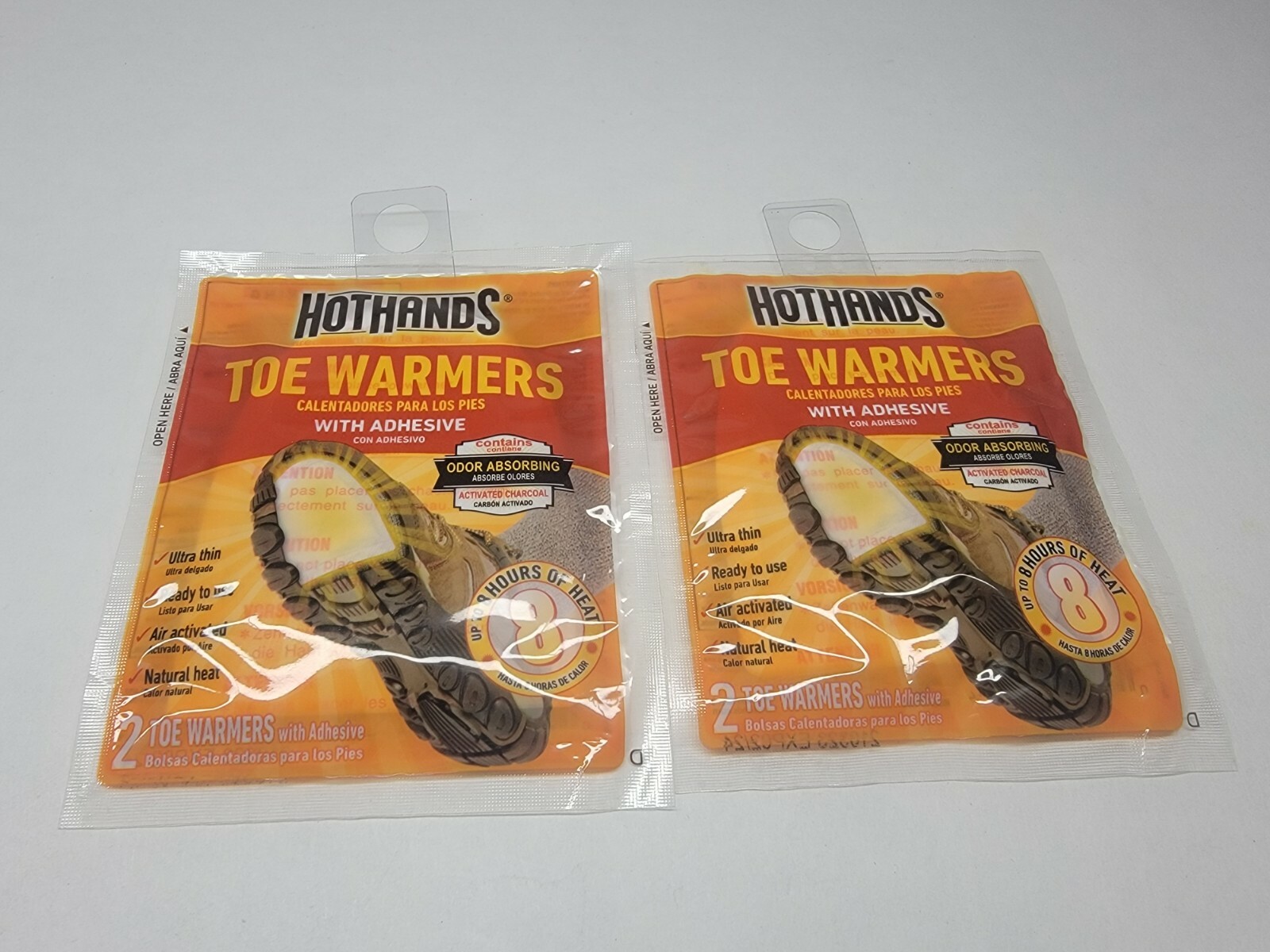 HOT HANDS TOE WARMERS & Adhesive 2 TOE WARMERS Up To 8 Hours Of Heat