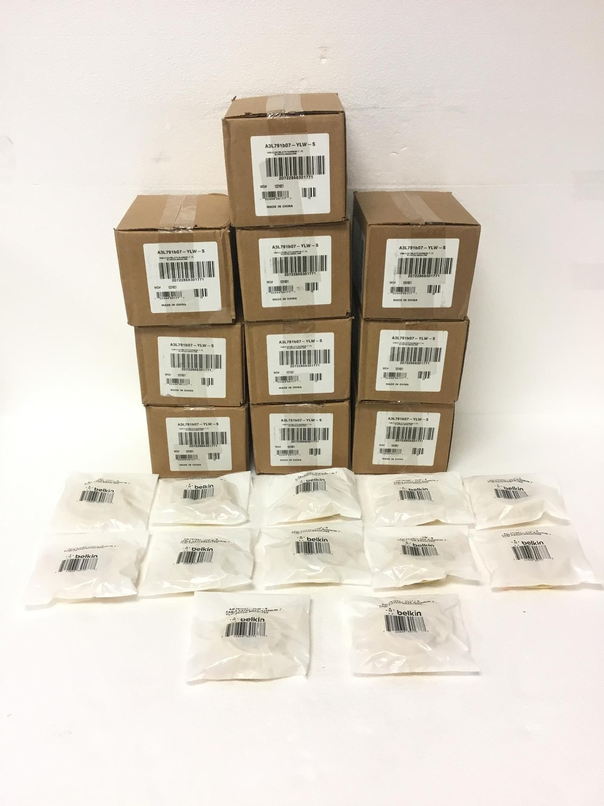 120 x NEW BELKIN A3l791B07-YLW-S CAT5E UTP RJ45 Patch Snagless 7' Cables, QTY