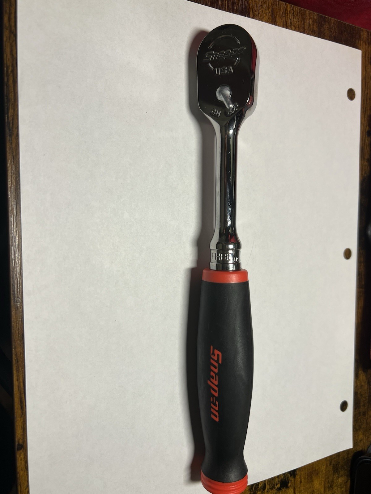 Snap-on Tools NEW 3/8" Drive RED Soft Grip Standard Handle Ratchet FH80