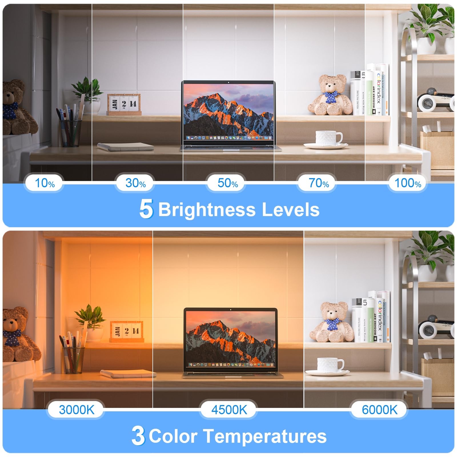 3W Dimmable Mirror Lights,3 Colors Adjustable Wall Light with 120 ,Touch Cont...