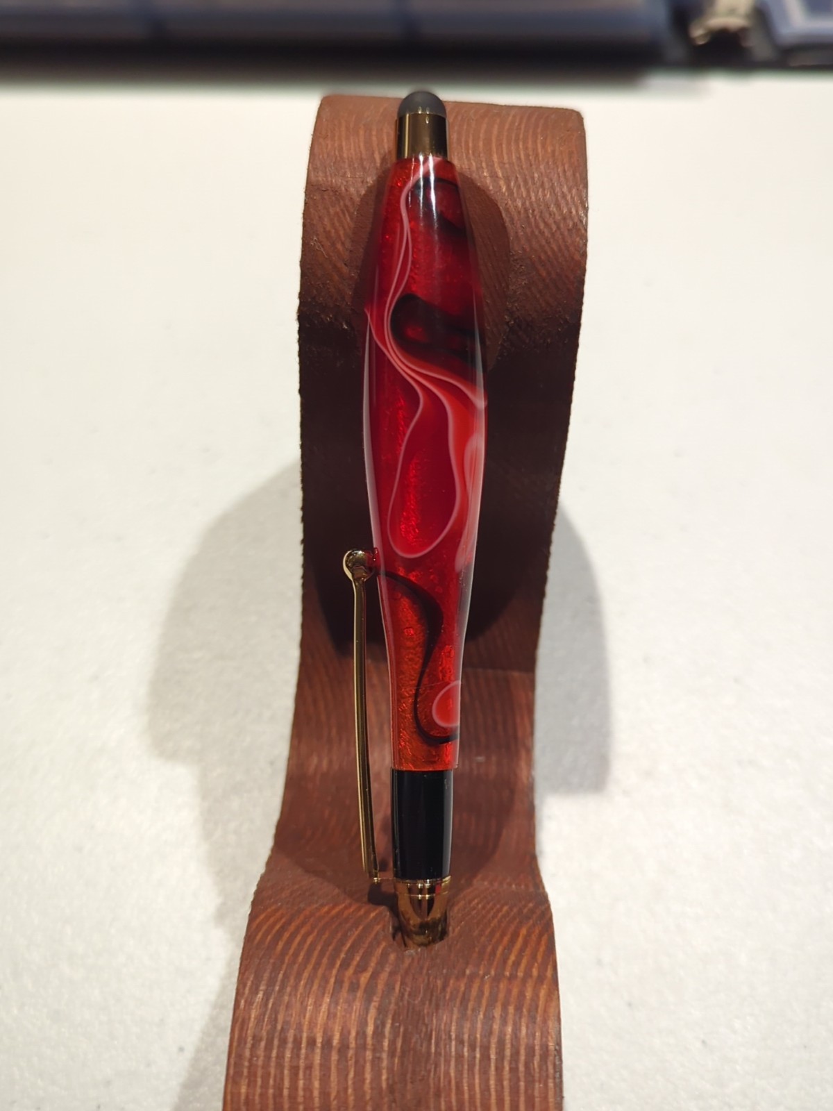 Handmade Acrylic Stylus Red With Gold Trim