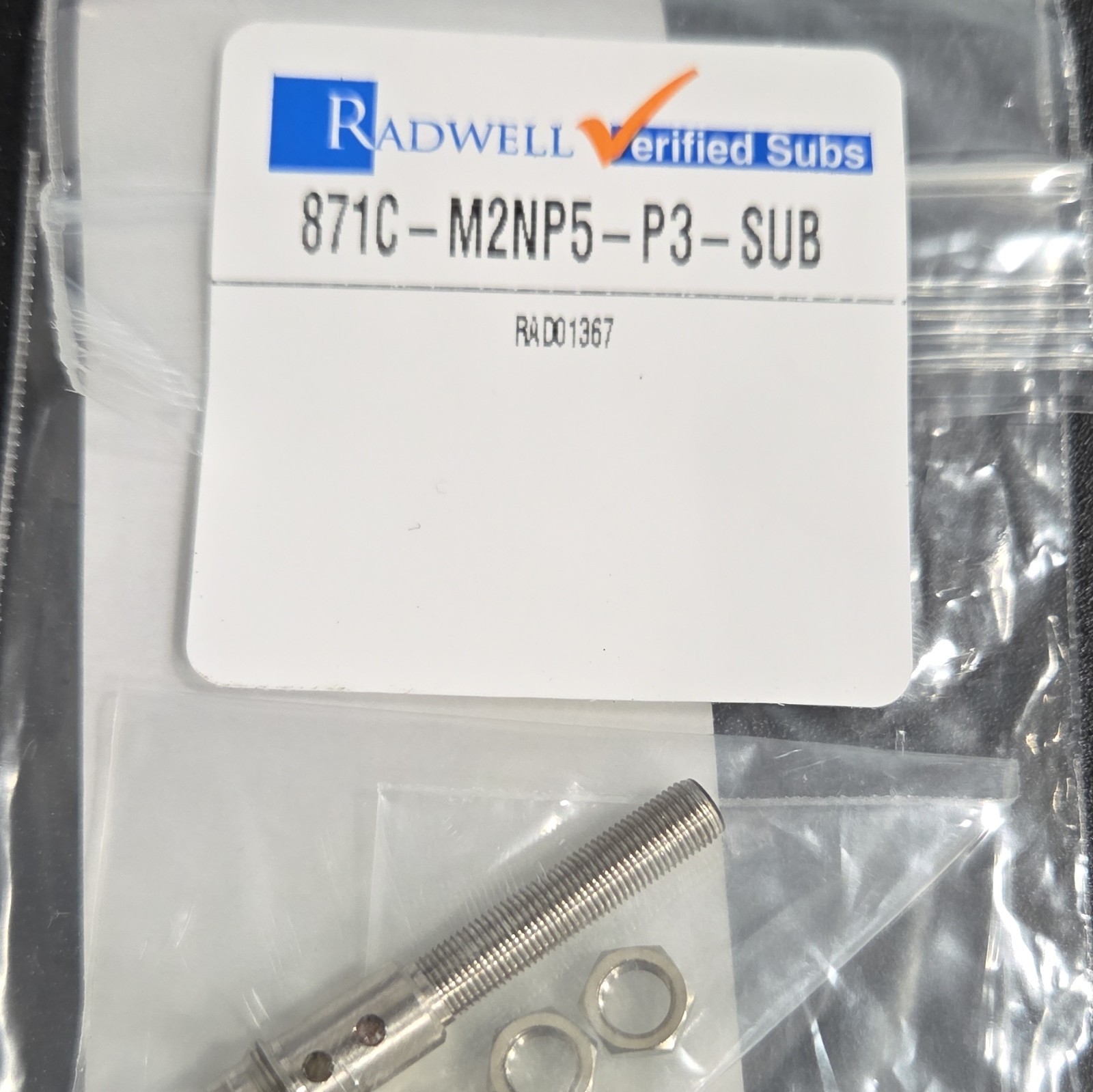 Radwell 871C-M2NP5-P3-SUB Inductive Sensor DC 5mm Barrel Shielded SPST
