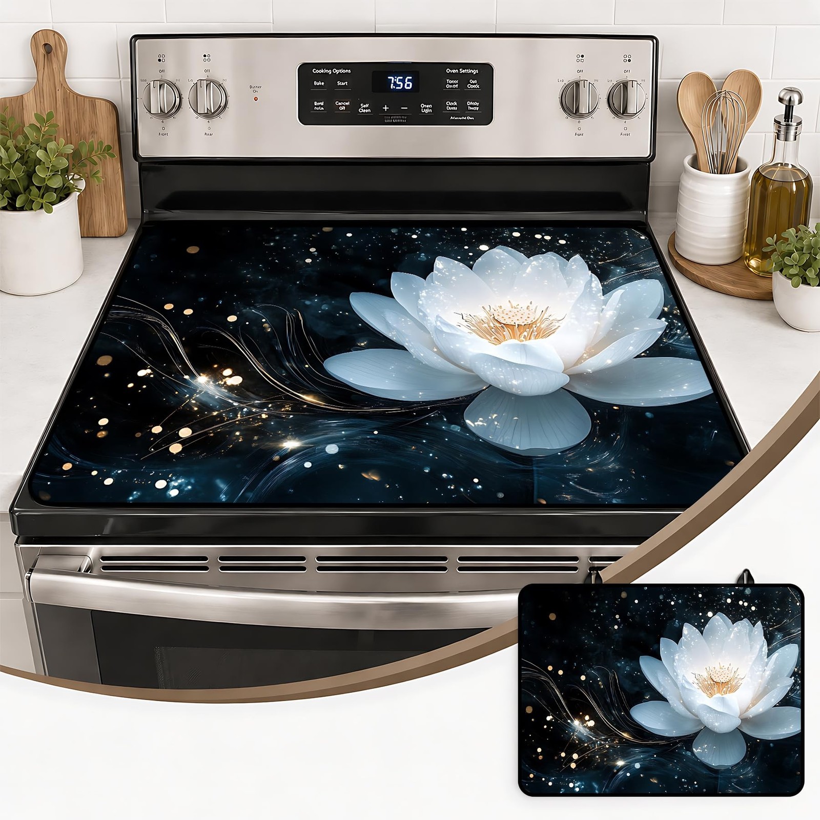 Electric Stove Top Cover - Heat Resistant Floral Stove Cover & Stove Top Prot...