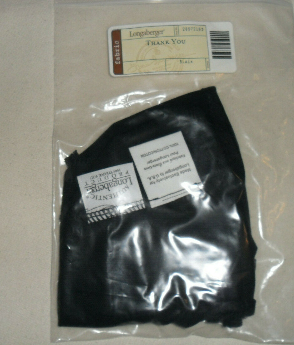 Longaberger 2004 Thank You Basket Fabric Liner in Black #28572163 NEW