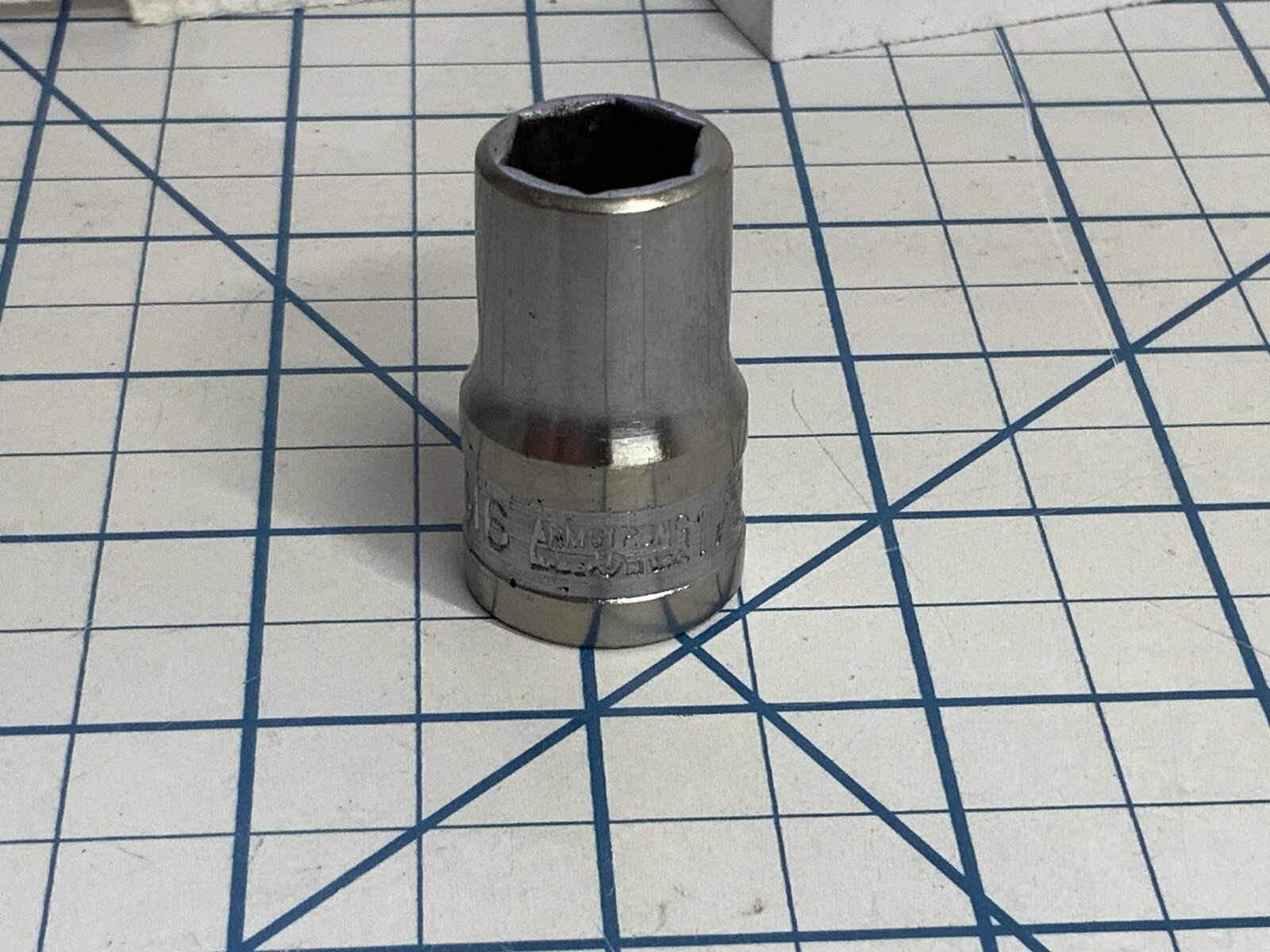 Armstrong ST-616, 1/2 drive 6pt SAE Socket, size 1/2in., USA Made