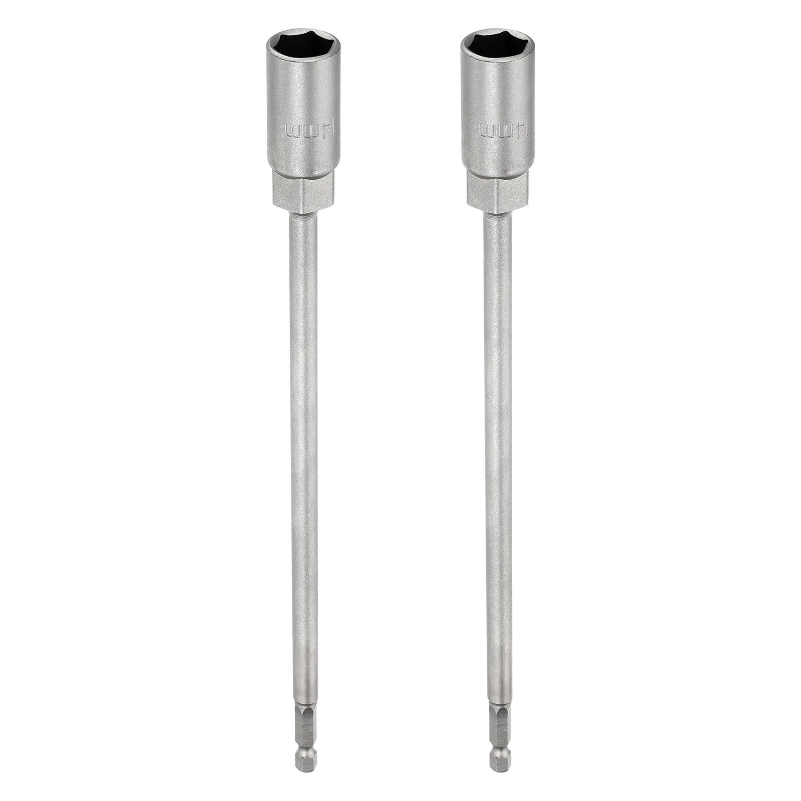 2pcs Nut Driver Drill Bit 14mm Socket 1/4" Hex Shank 10" Long Setter