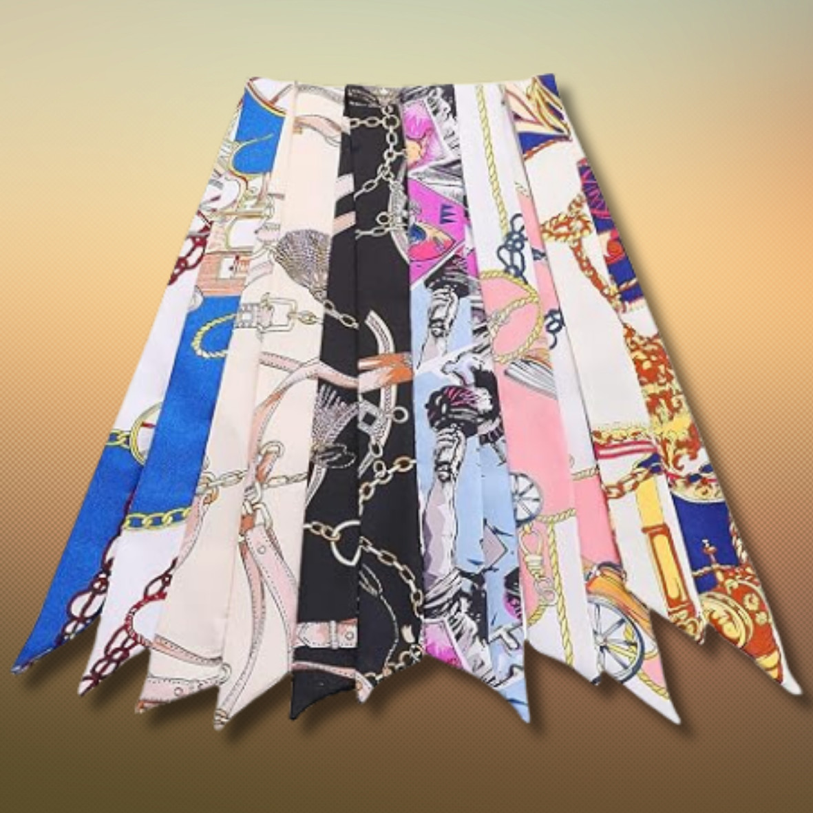 6 Pack Satin Handbag Handle Wrap Ribbon Neckerchief Scarf for Women