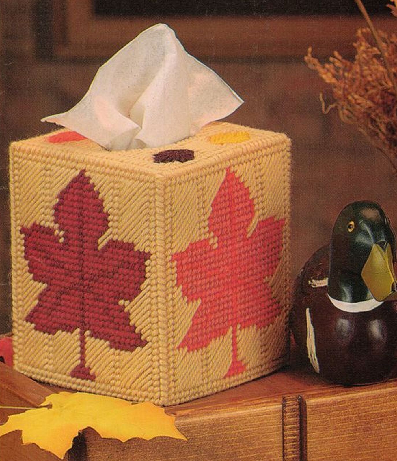 Plastic Canvas Mallard Duck Place Mat Tissue Cover Framed Piece Sign Patterns