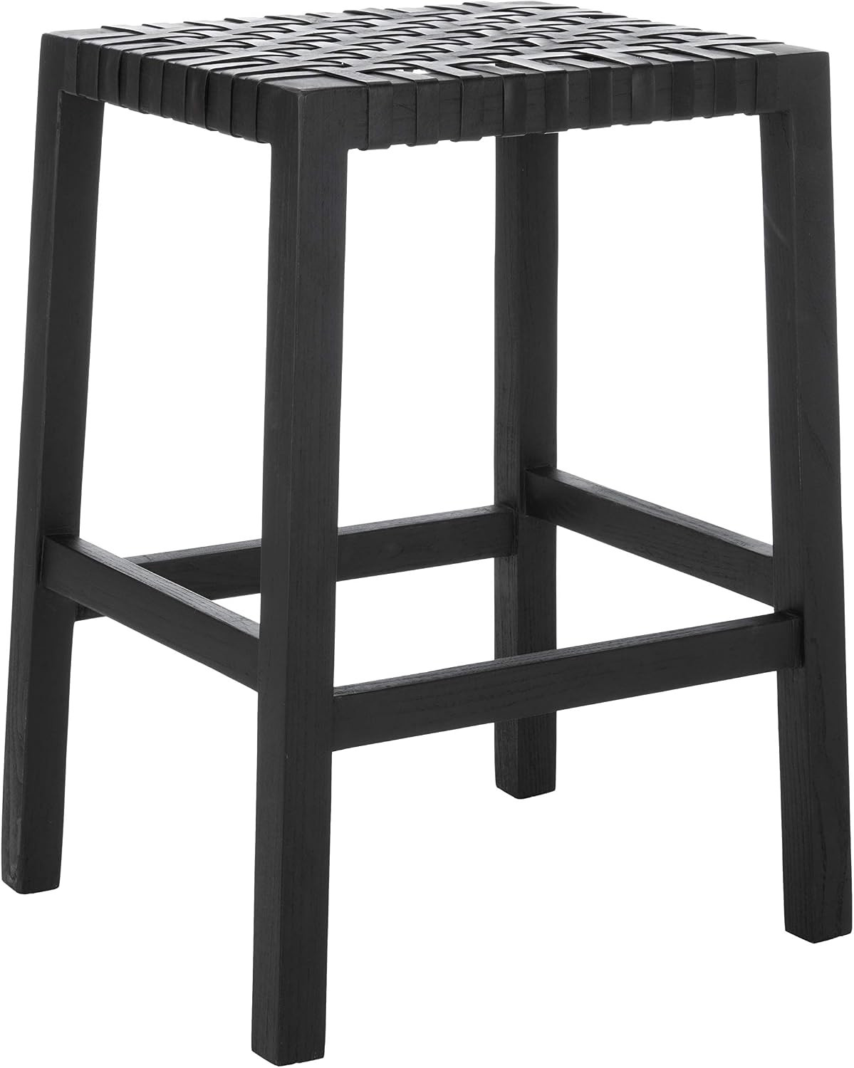 SAFAVIEH Home Capri Black Wood and Leather 27-Inch Counter Stool