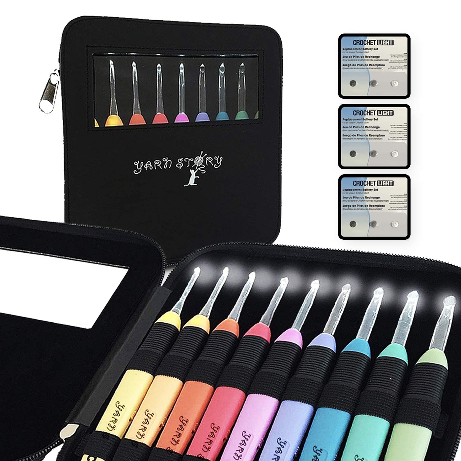 Yarn Story™ Lighted Crochet Hooks Complete Set 9/pkg - 9 pcs Light up Crochet...