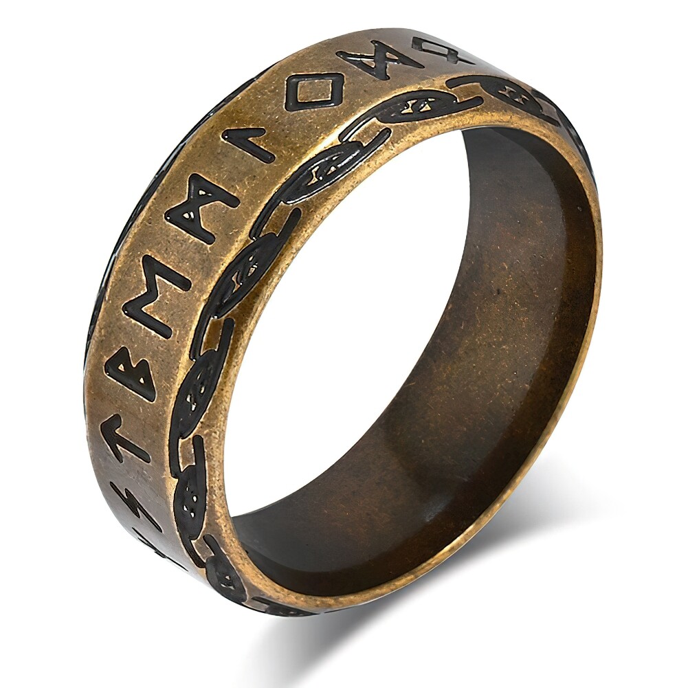 Men Women Viking Rings Vintage Stainless Steel Norse Runes Band for Father Gift