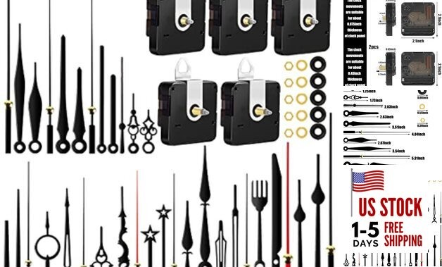 5pcs High Torque Quartz Clock Movement Mechanism Replacement Clock Kit with 12