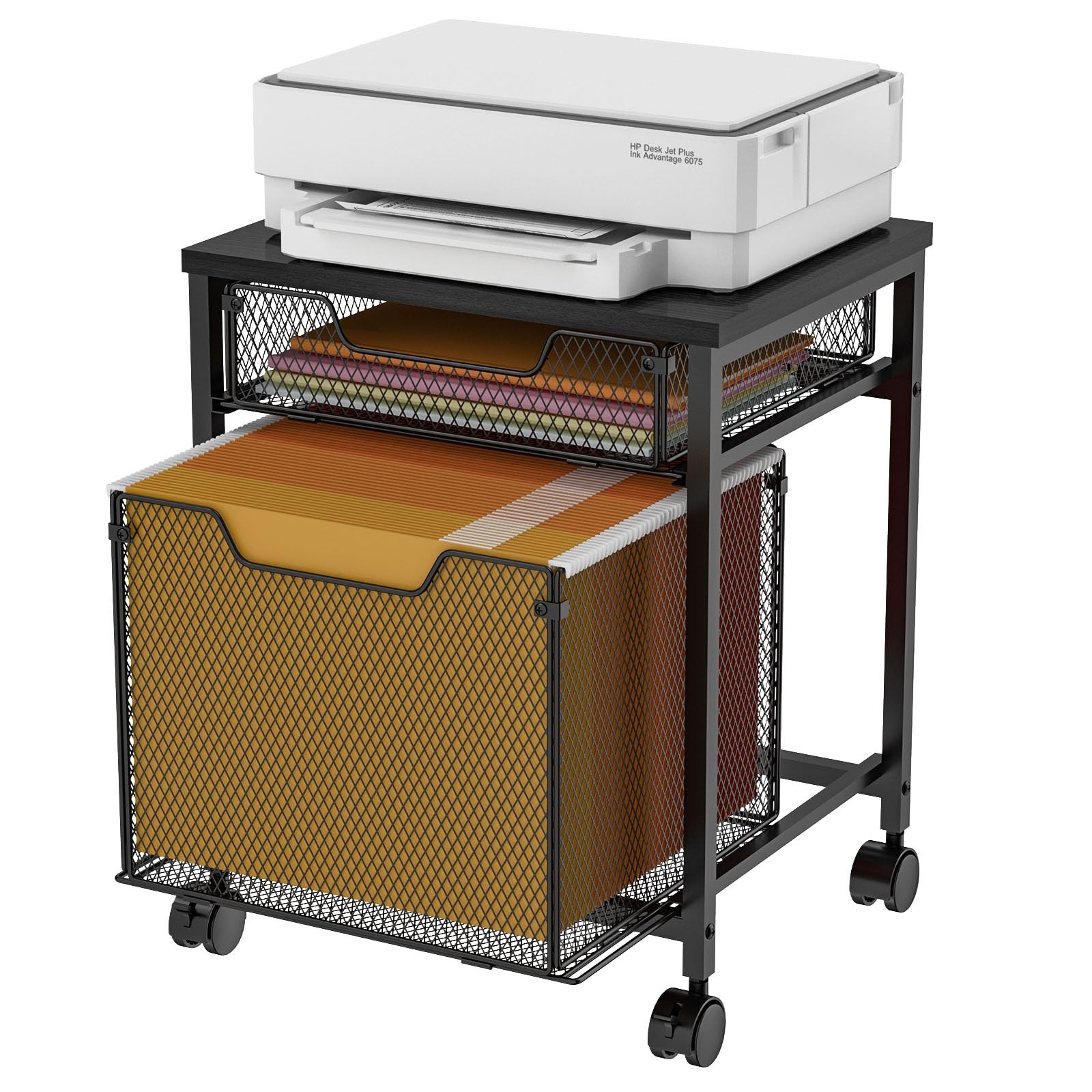 Rolling File Cabinet Cart, Printer Stand with Storage Drawer, Mobile Filing C...