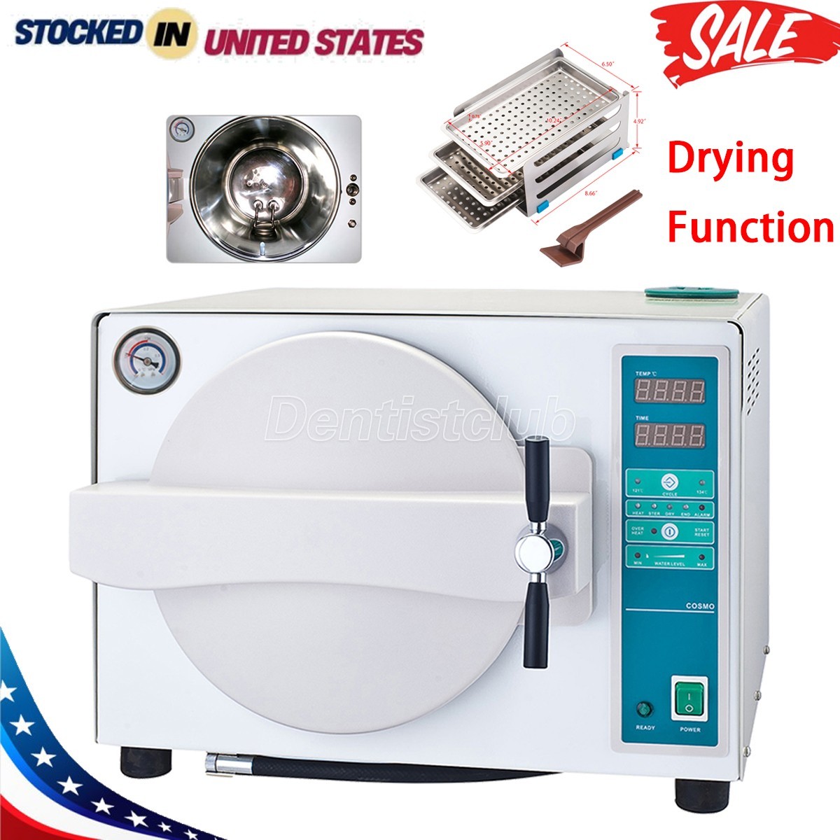 18L Dental Lab Autoclave Steam Sterilizer Surgical Medical Sterilization Drying