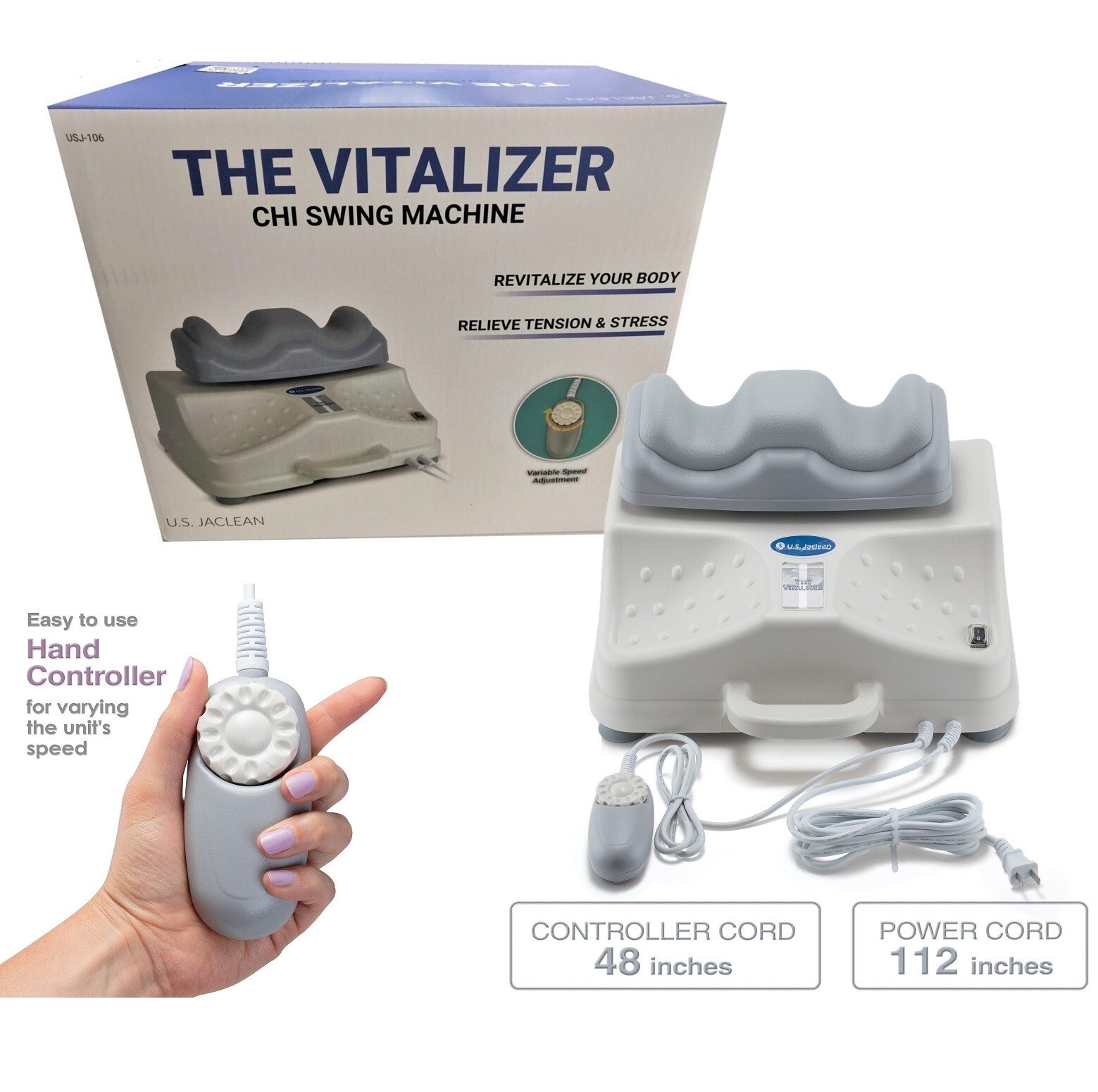 U.S Jaclean USJ106 Chi Vitalizer QI Machine Variable Speed Remote Auto-Timer NEW