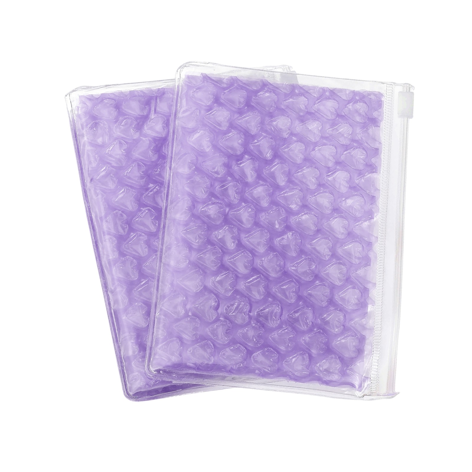 Clear Bubble Bags, (9 x 6 Inch, Purple) (2 Pcs), Heart Bubble Wrapping Pouches