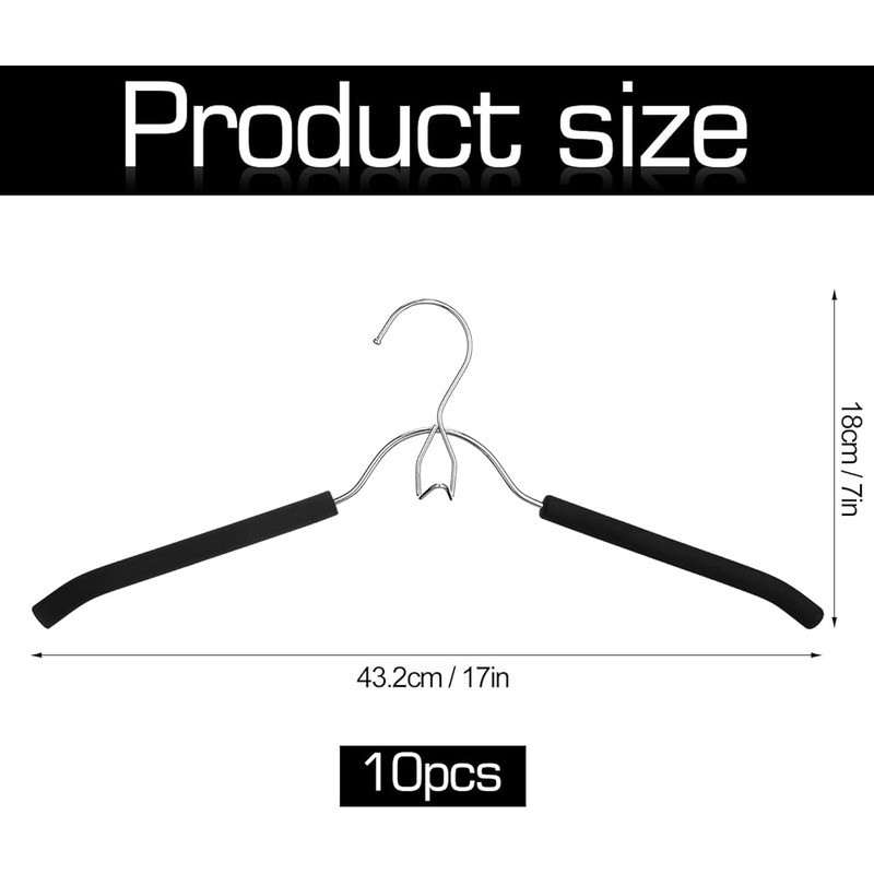 Non Slip Foam Padded Hangers Set 10pcs Robust Metal Core Dual Hanging Method New