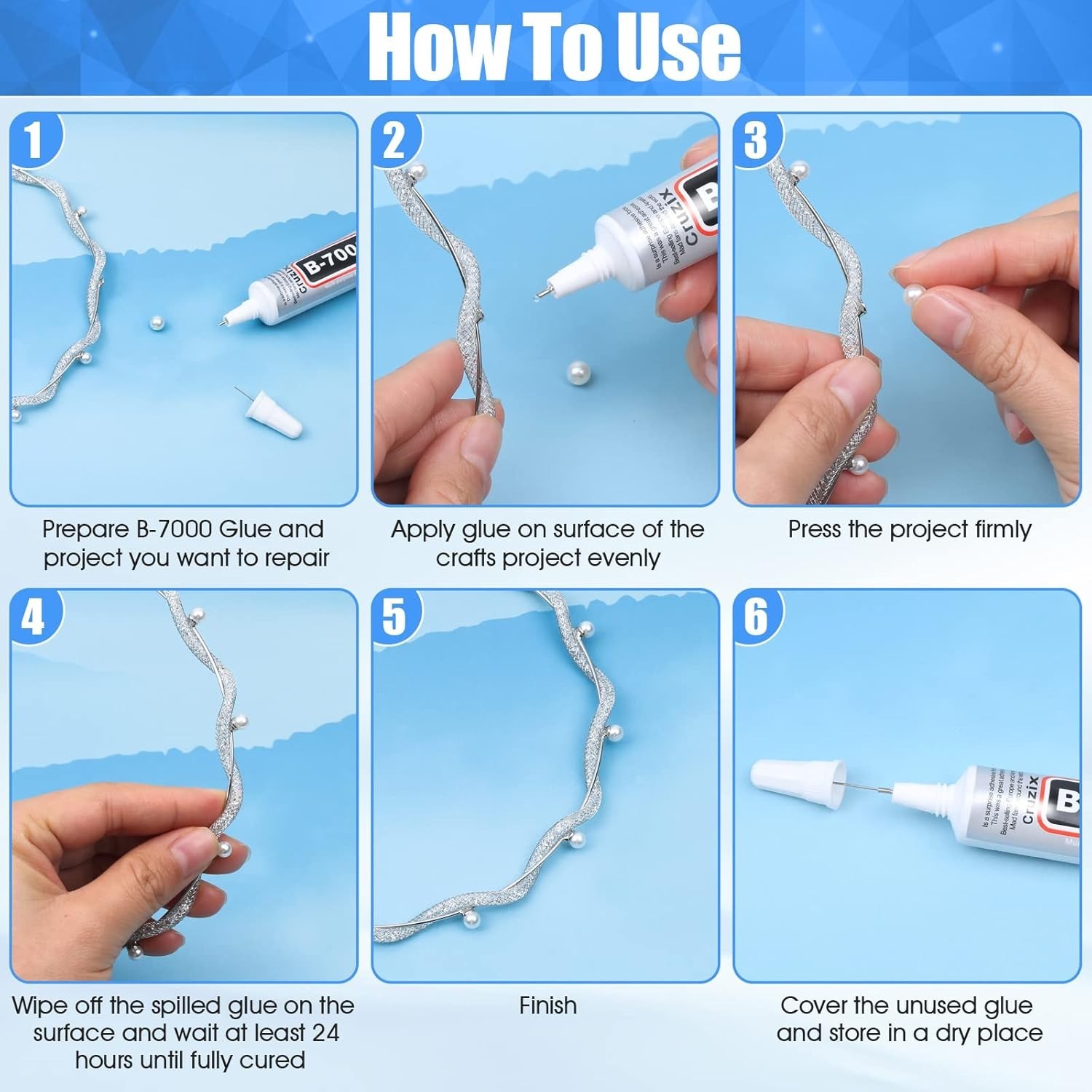 B-7000 Glue Clear 4 Pack – 15ml Jewelry Rhinestone Fabric Phone Repair Adhesive