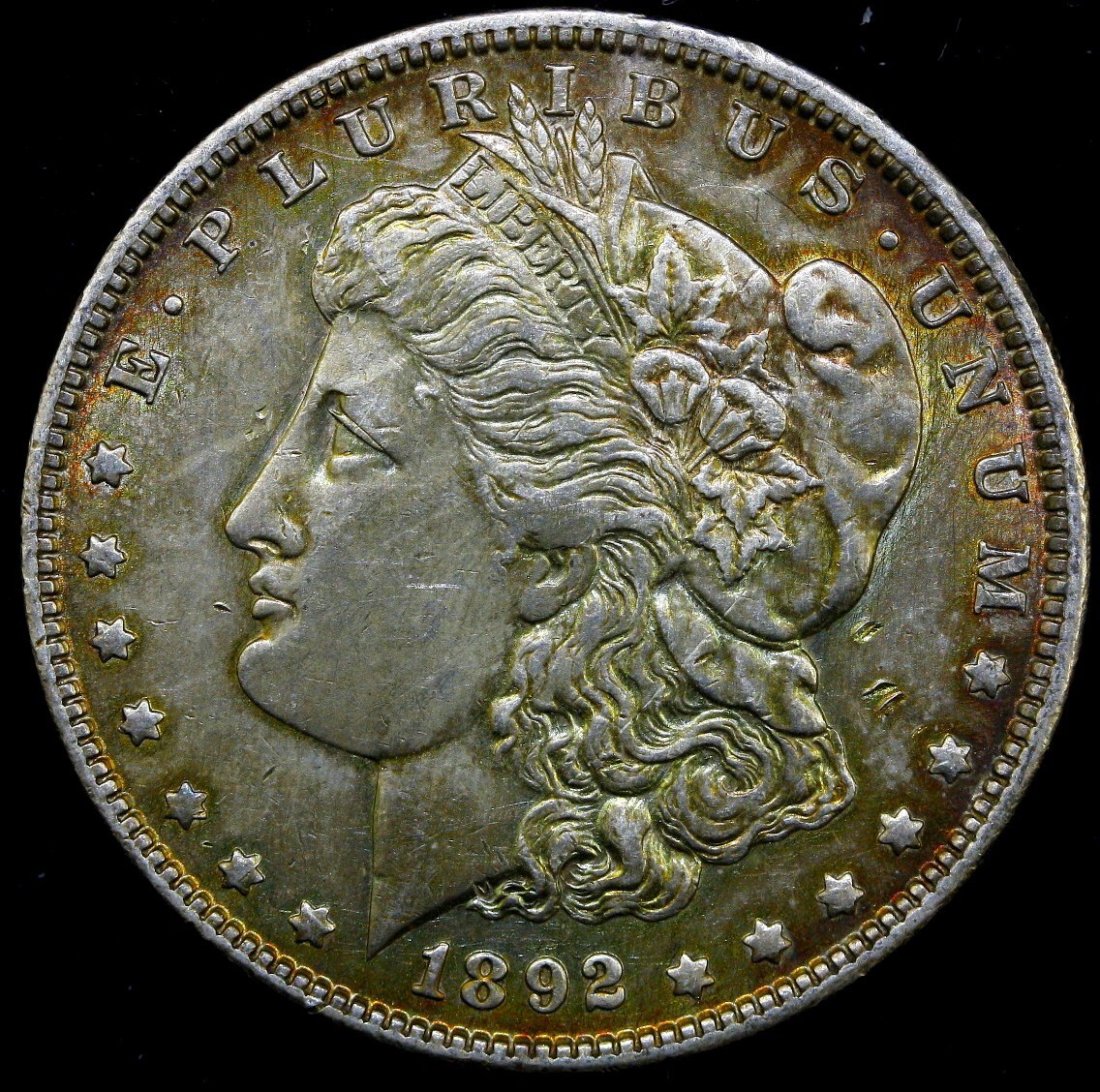 1892-O Morgan Silver Dollar -AU TONED US#246