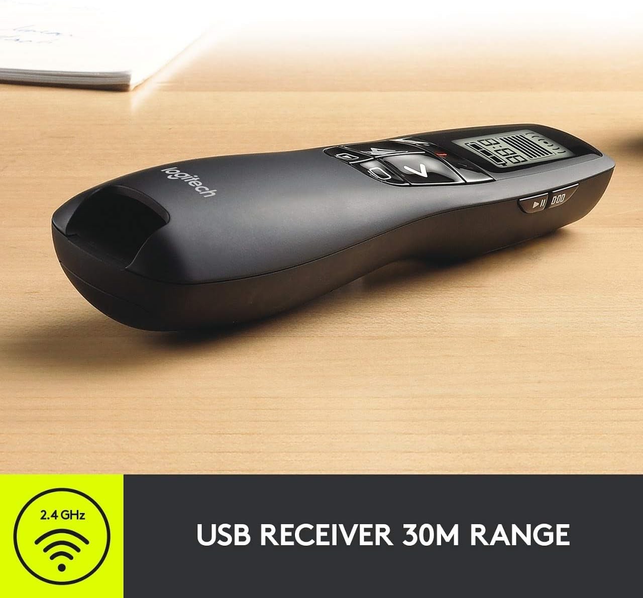 Logitech Wireless Presenter R800, PowerPoint Clicker with Green Laser Pointer