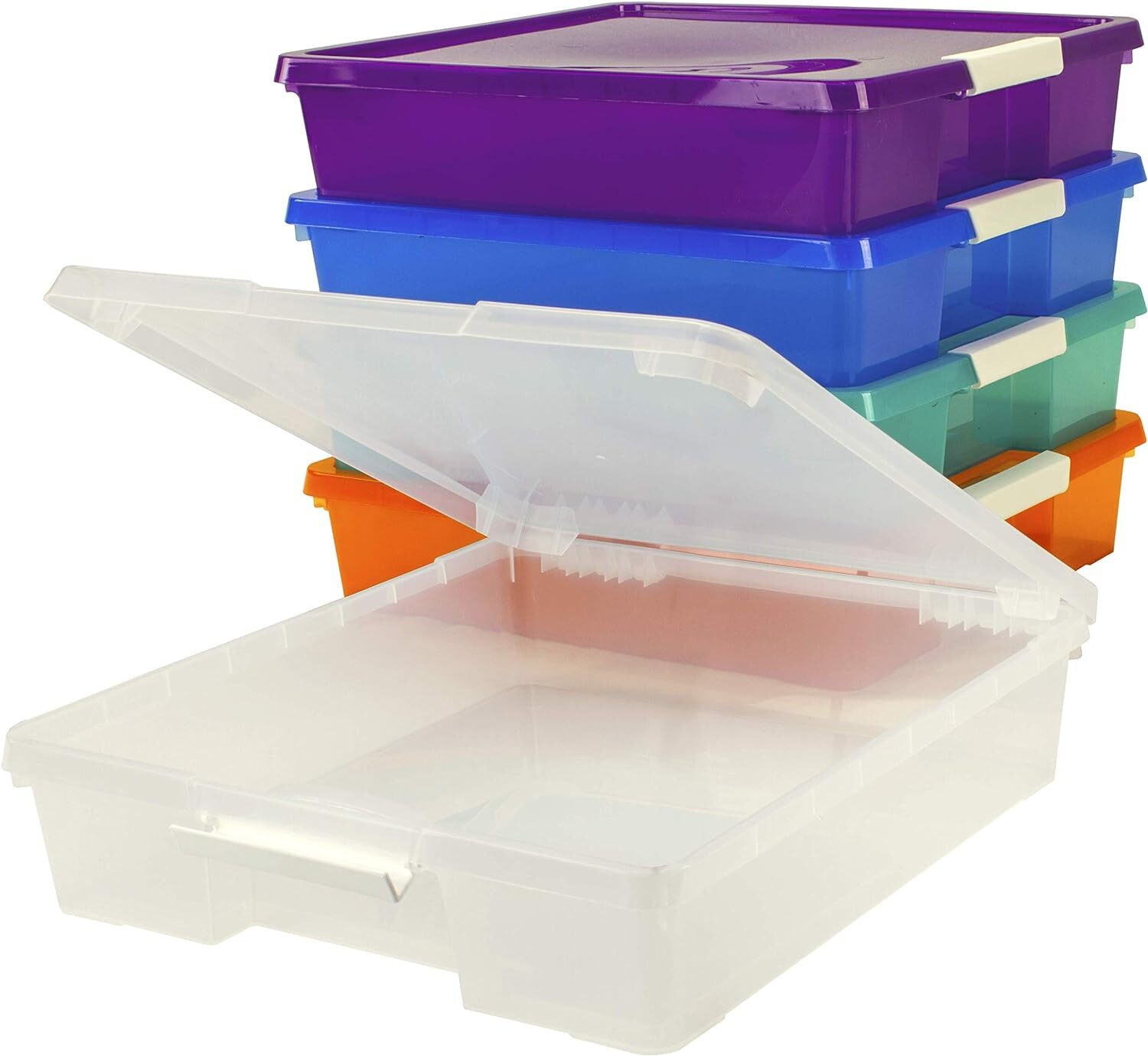 Storex Classroom Project Box – Stacking Plastic Organizer Fits 12x12 Assorted