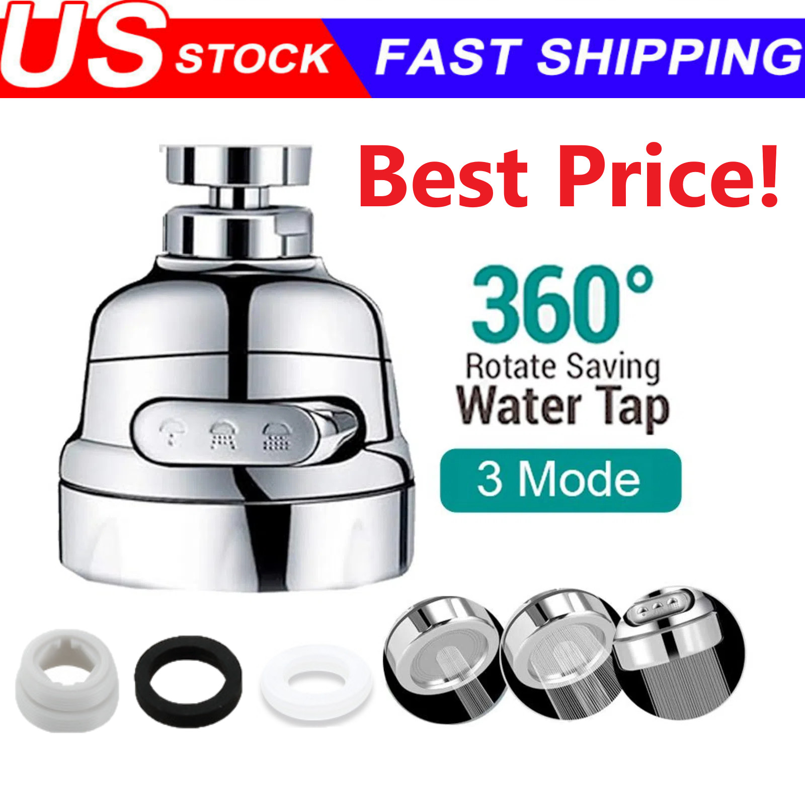 Kitchen Tap Head Water Saving Faucet Extender Sprayer Sink Spray Aerator Nozzle