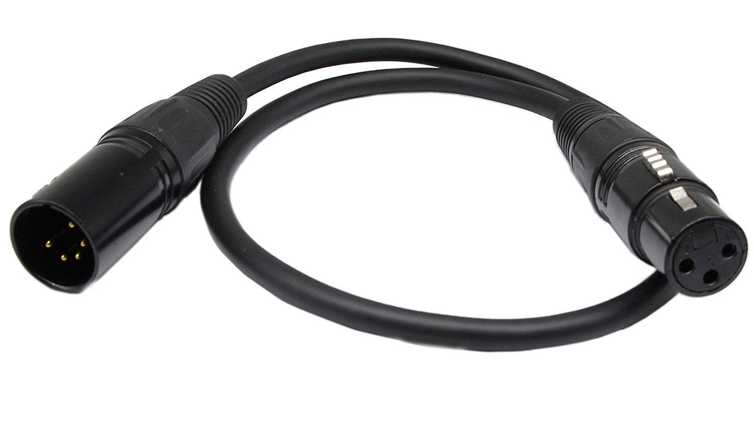 DMX 512 Stage Light Cable XLR Male 5 Pin Male to XLR Female 3 Pin with Metal Con