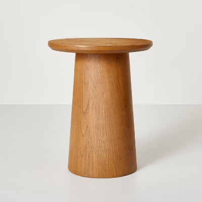 Hearth & Hand Magnolia Wood Side Table Round Traditional Rustic Aged Oak