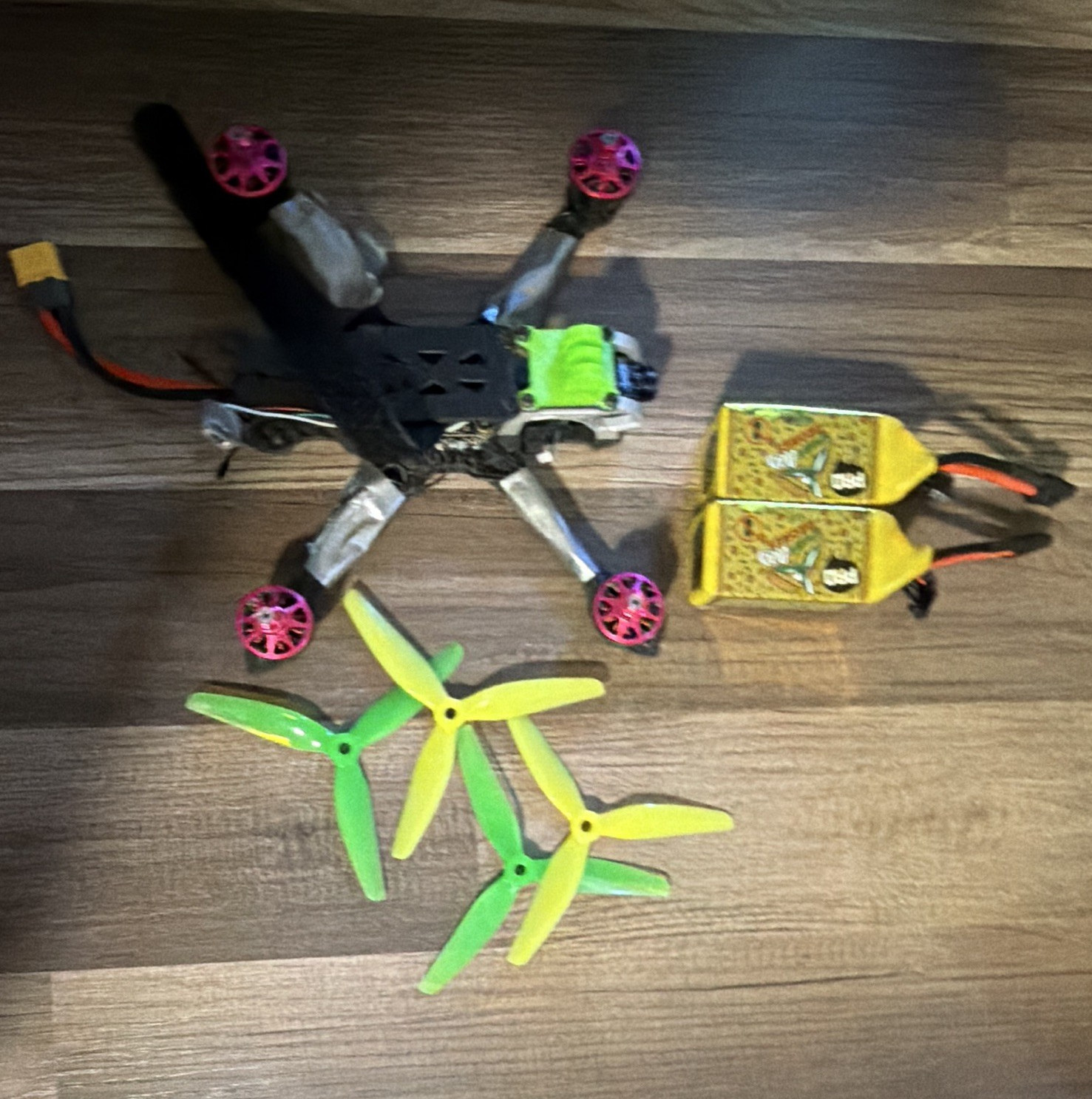 Carbon Fiber Hobby Grade Quadcopter Frame Kit w/ Propellers, 2 6s LiPo Batteries