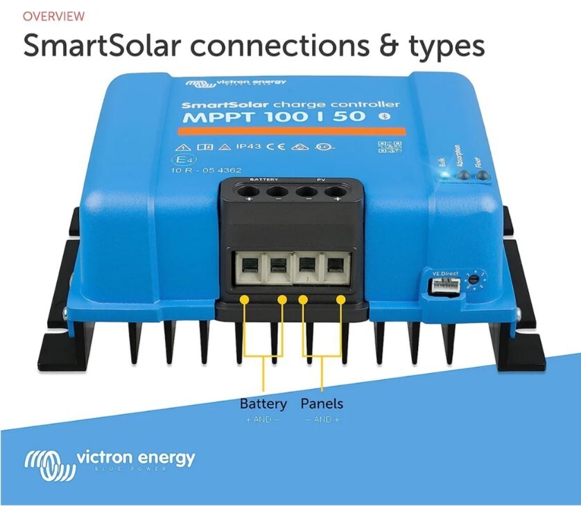 Victron Energy SmartSolar MPPT Solar Charge Controller Bluetooth 100V 50 amp