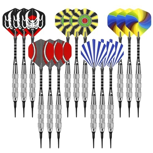 Darts Plastic Tip - 15 Pack Soft Tip Darts Set for Electronic Dartboard - 18