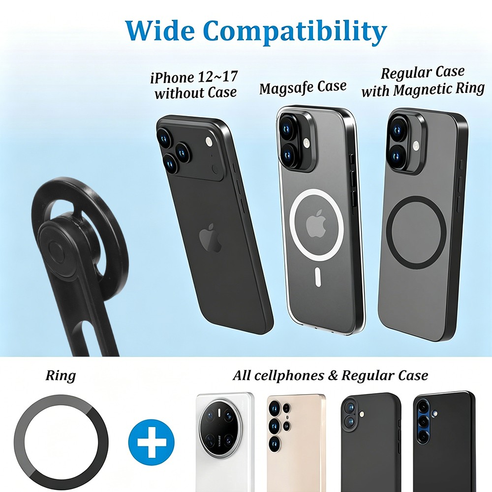 Magnetic Phone Tripod Extendable 360° Selfie Stick w/Remote for iPhone & Android