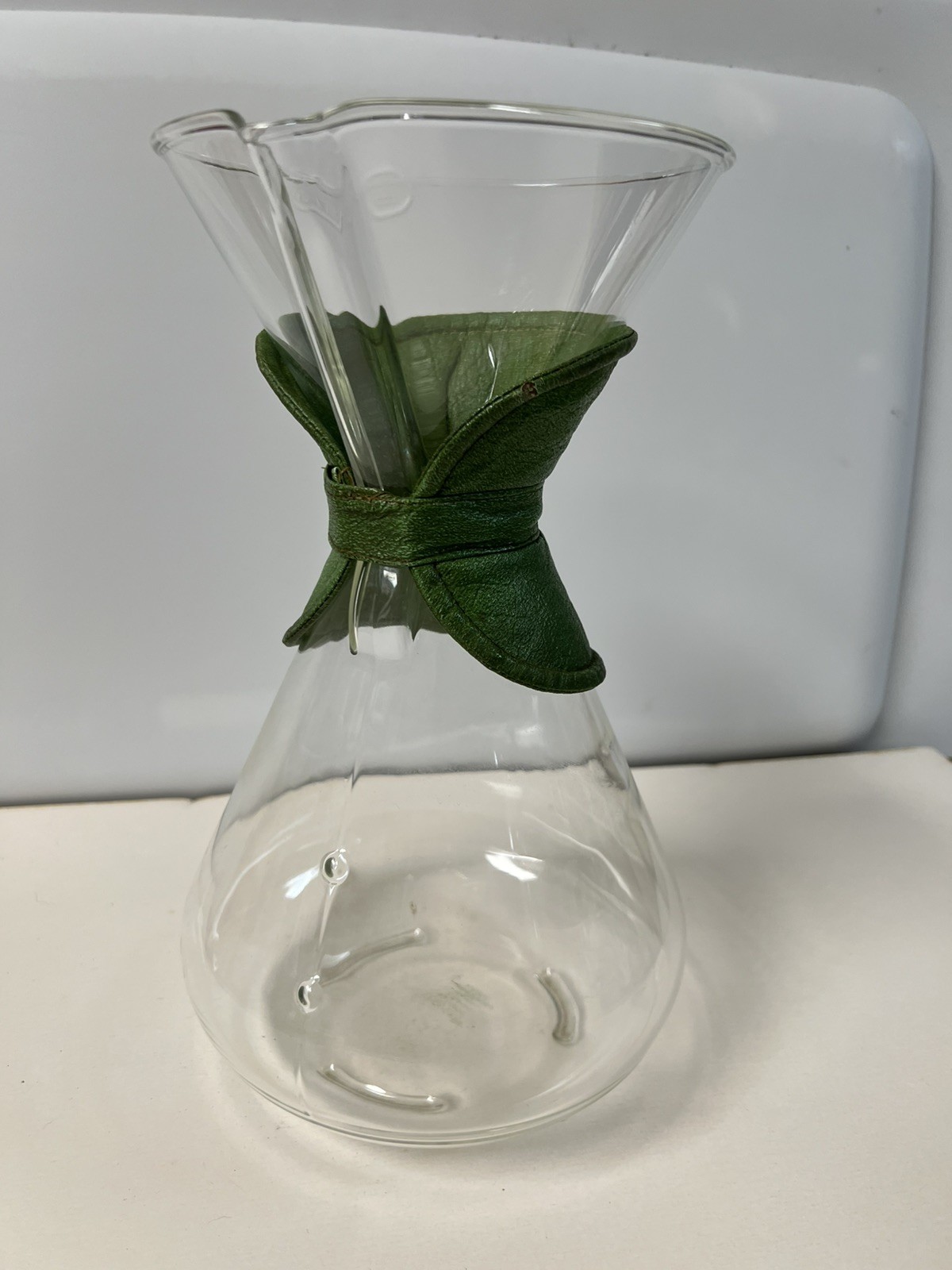 Vintage Pyrex Chemex 11” Pour Over Coffee Maker Model 22411340  MCM Green Stamp