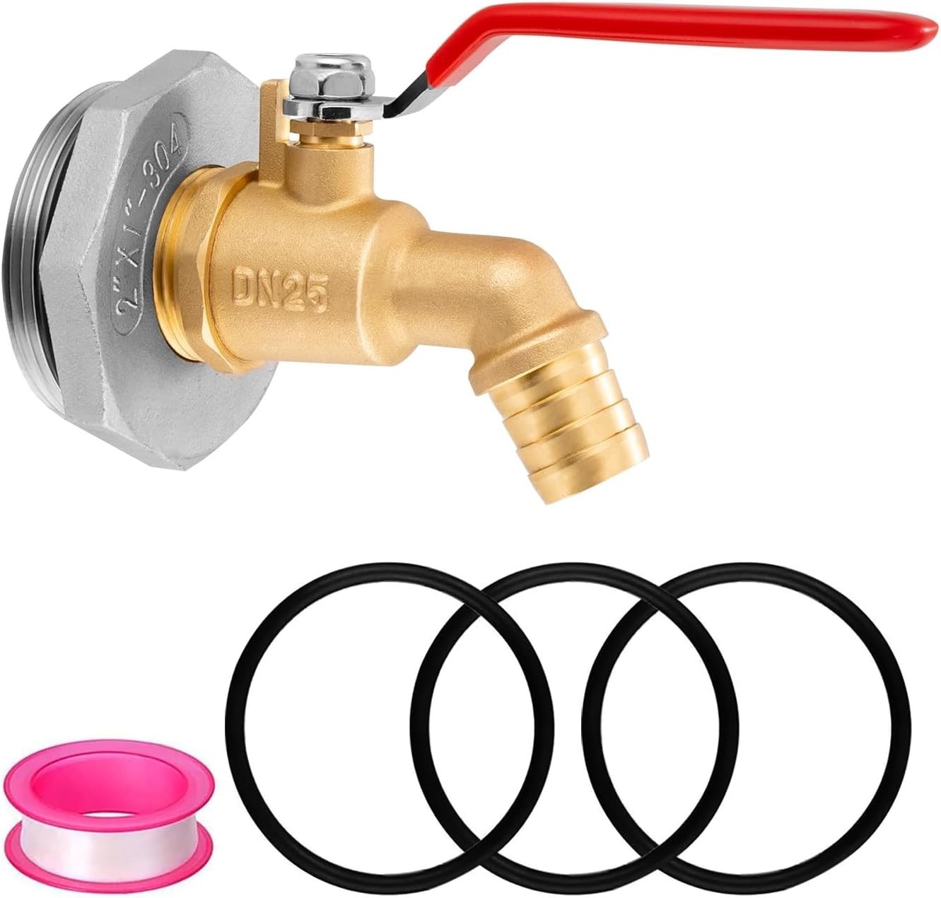 2" Drum Faucet for 55 Gallon Drum, 1" Brass Barrel Spigot Faucet with EPDM Gaske