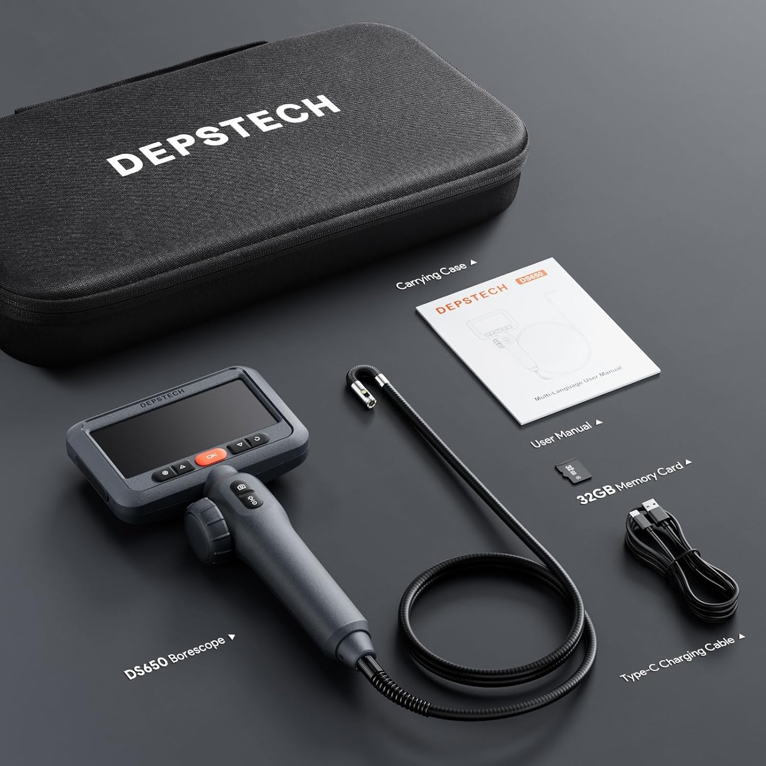 DEPSTECH 4.5" Borescope Dual Lens Endoscope Inspection Camera