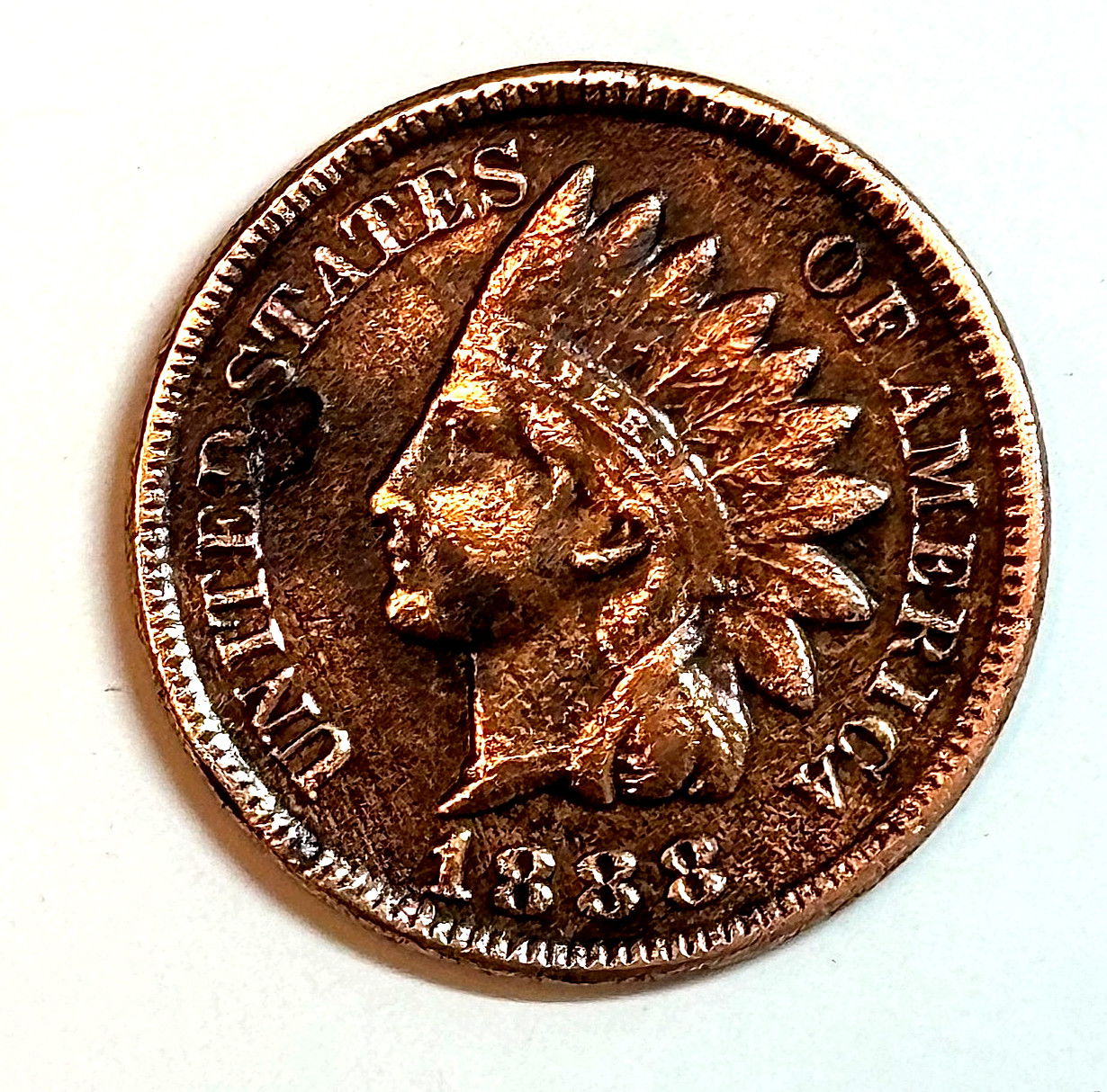 1888 Indian Head Penny Cent ~ Almost Uncirculated AU-2
