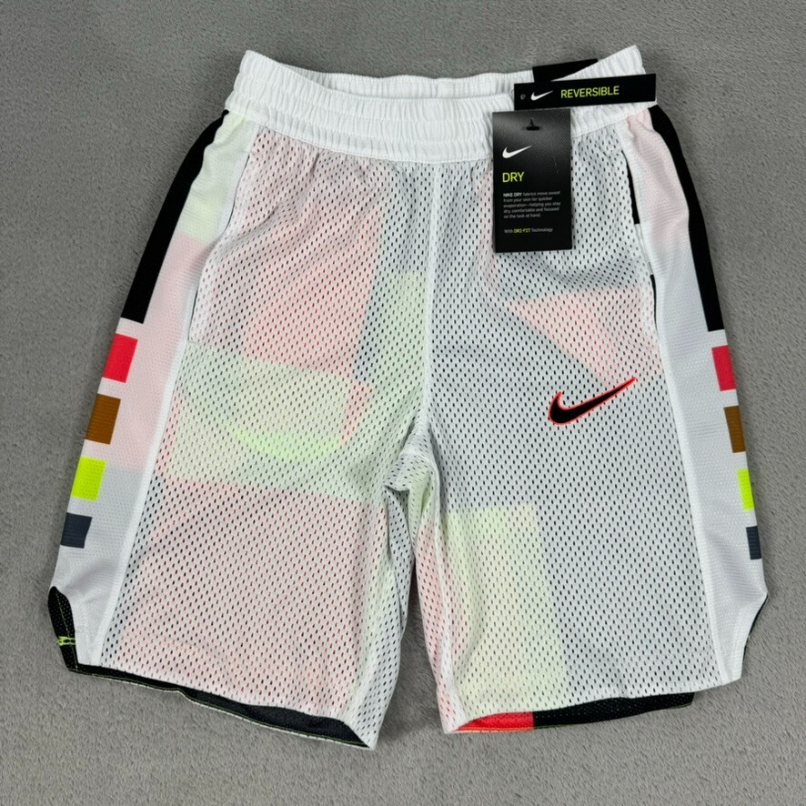 Nike Elite Boys Reversible Basketball Shorts CK3024-100 Black/Volt/White Size L