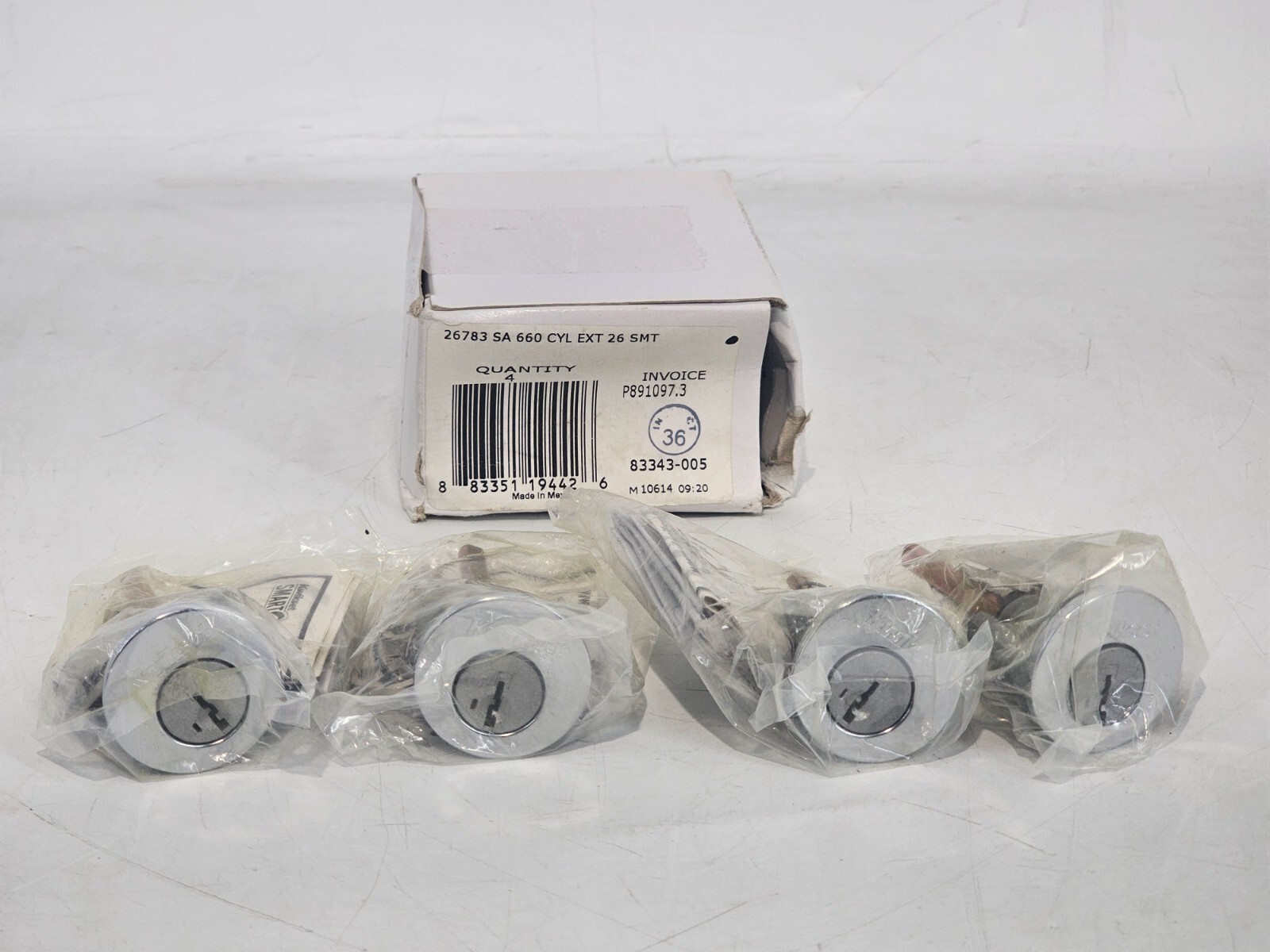 Lot of 4 Kwikset 26783 SA 660 Cylinder EXT 26 SMT w/ Keys
