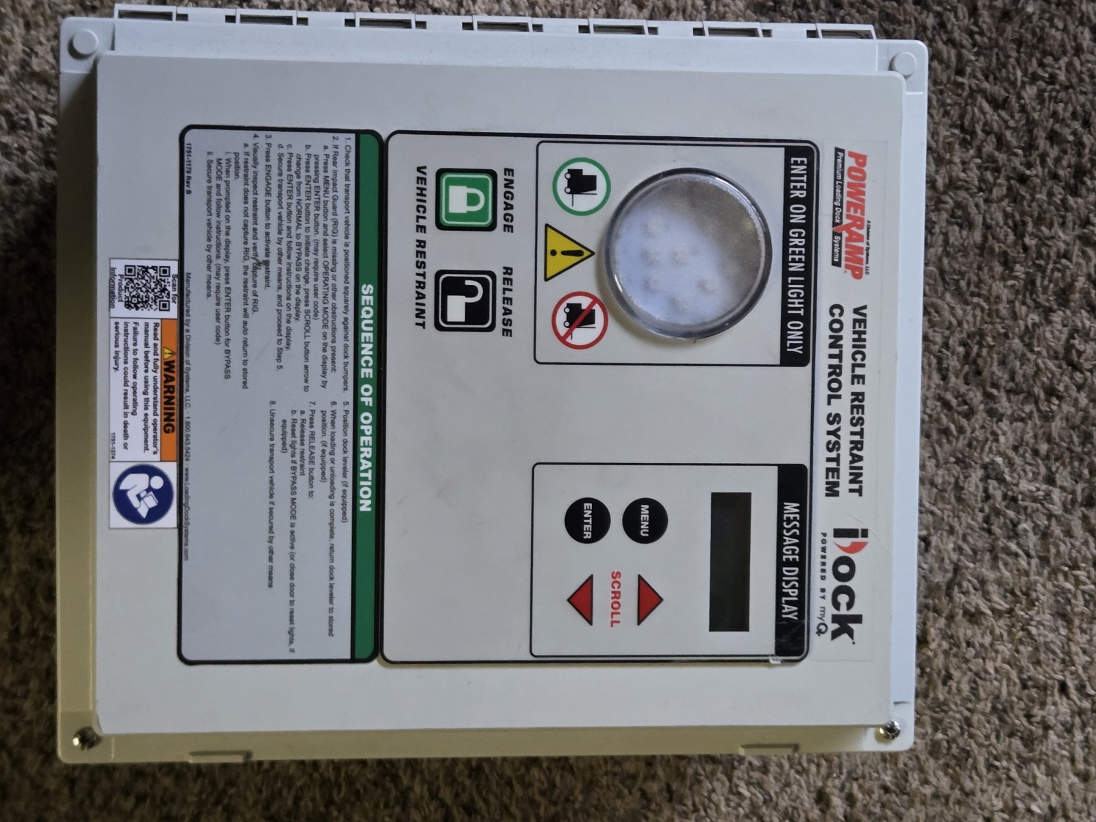 PoweRAMP IDOCK VEHICLE RESTRAINT CONTROL SYSTEM (Tested Working)