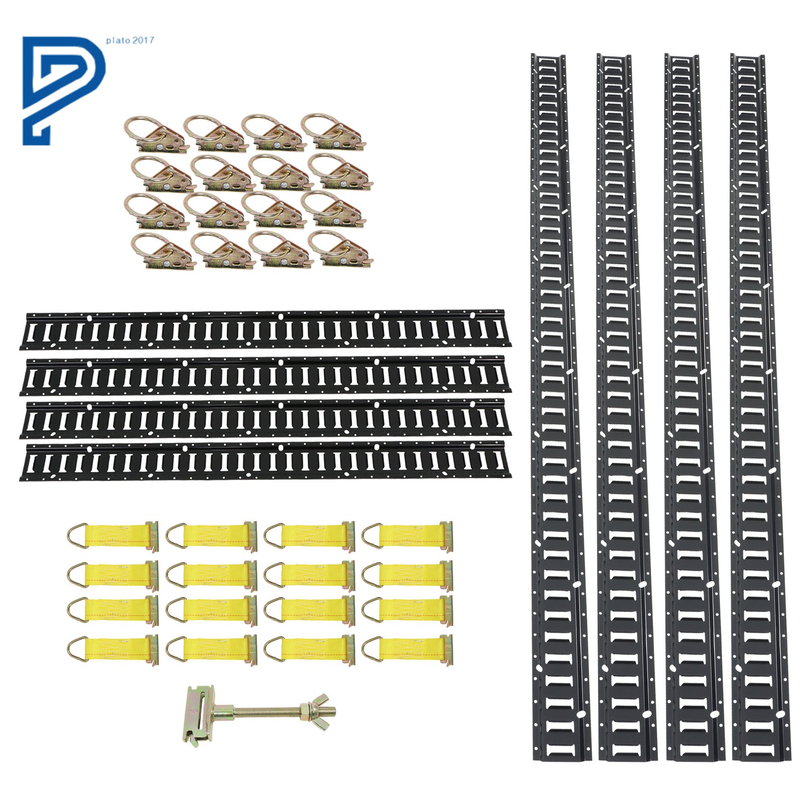 41 Pack 4× 5' & 4× 8’ E Rails 16× O-Rings 16× D-Ring 1× Backup Tire Bracket
