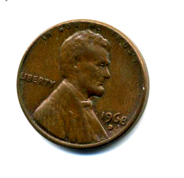 Lincoln MEMORIAL Cent 1968 D Average Circulated United States 1 Penny Coin #8302