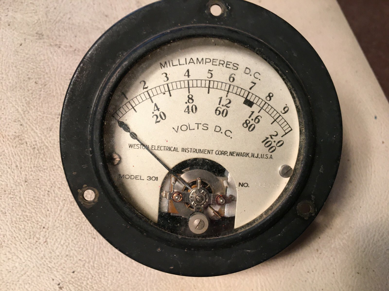 Weston Model 301 DC Milliamperes 0-10, Volts DC 0-2 & 0-100vdc Meter