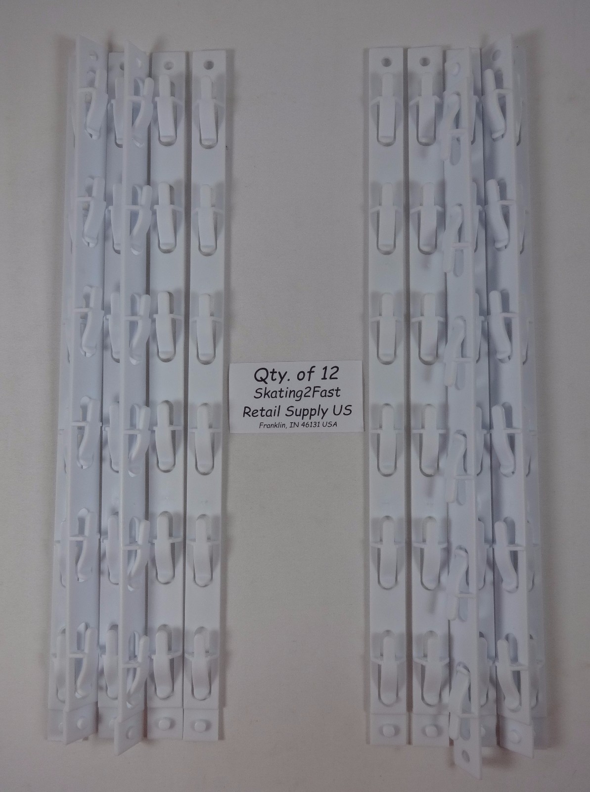 12 Qty. 6-Station Hook or Clip Reusable Merchandising Strips 15" White New