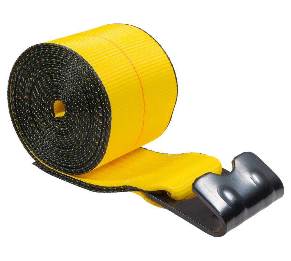 Winch Straps 4"x 20' Yellow Heavy Duty Tie Down w/Flat Hooks WLL# 5400 lbs