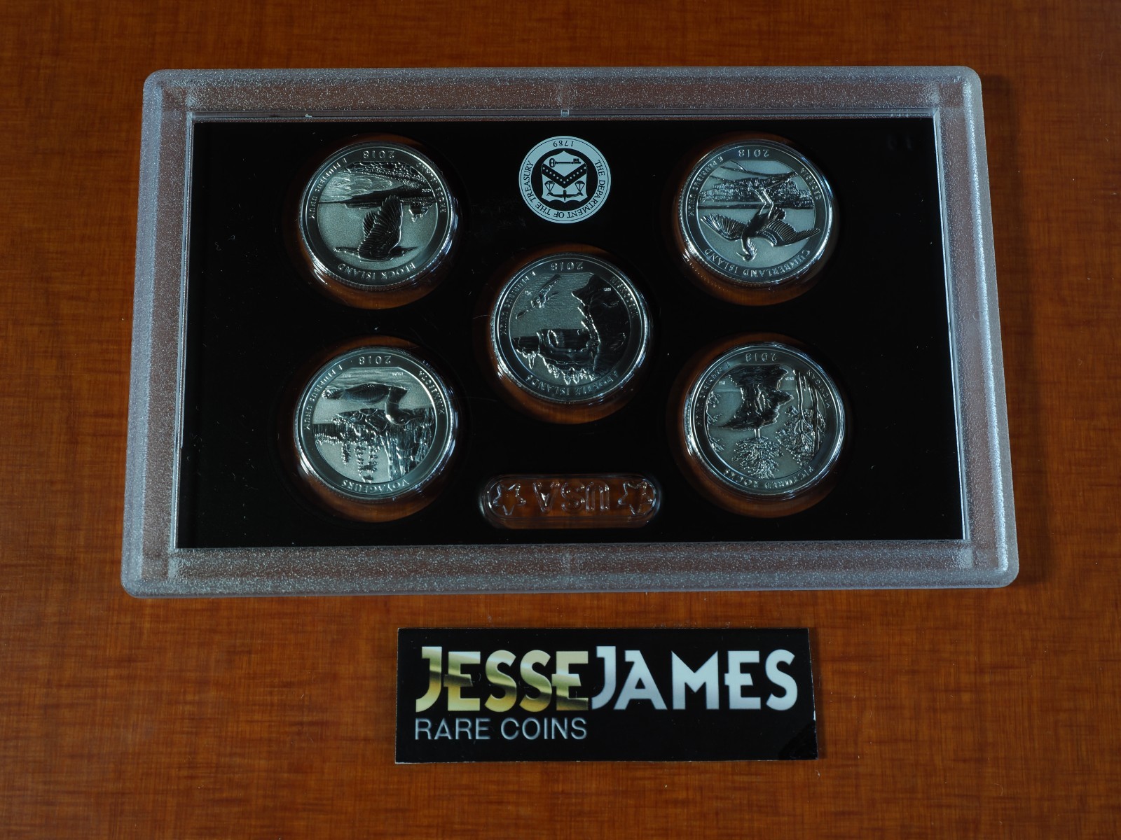 2018 S 25C REVERSE PROOF SILVER WASHINGTON ATB QUARTER 5 COIN SET FRESH IN LENSE